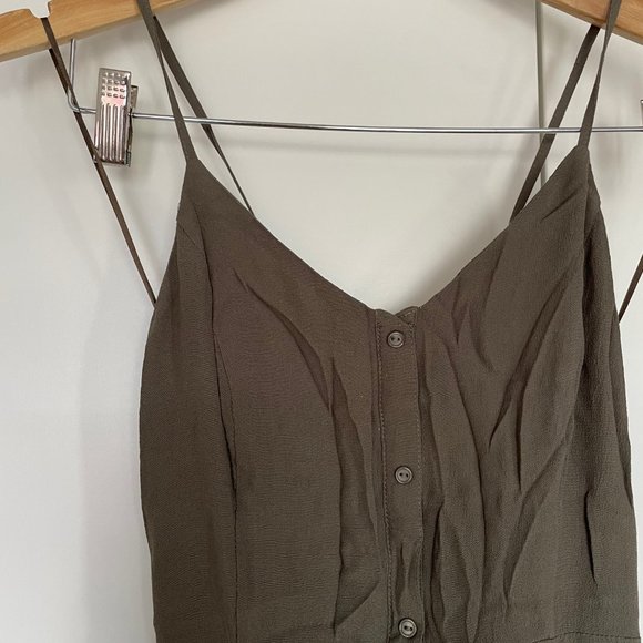 olive green midi dress with tie-up back - Picture 4 of 7